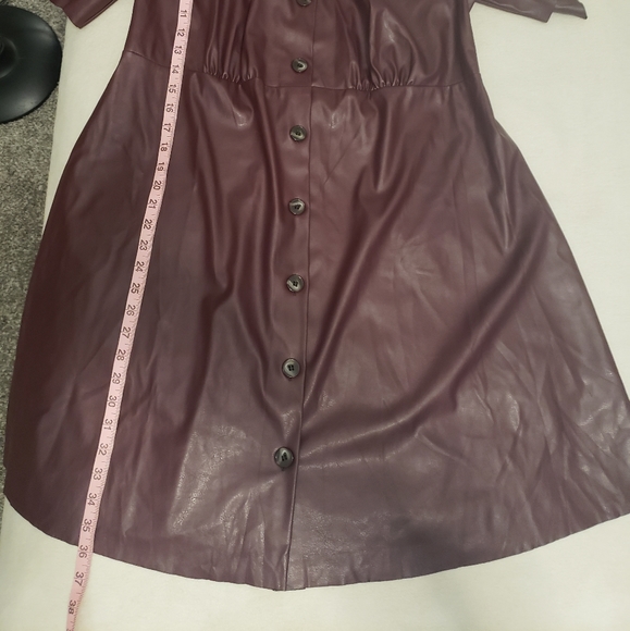 ASOS sz 12 Maroon short sleeve, button down front, faux leather - Picture 2 of 6